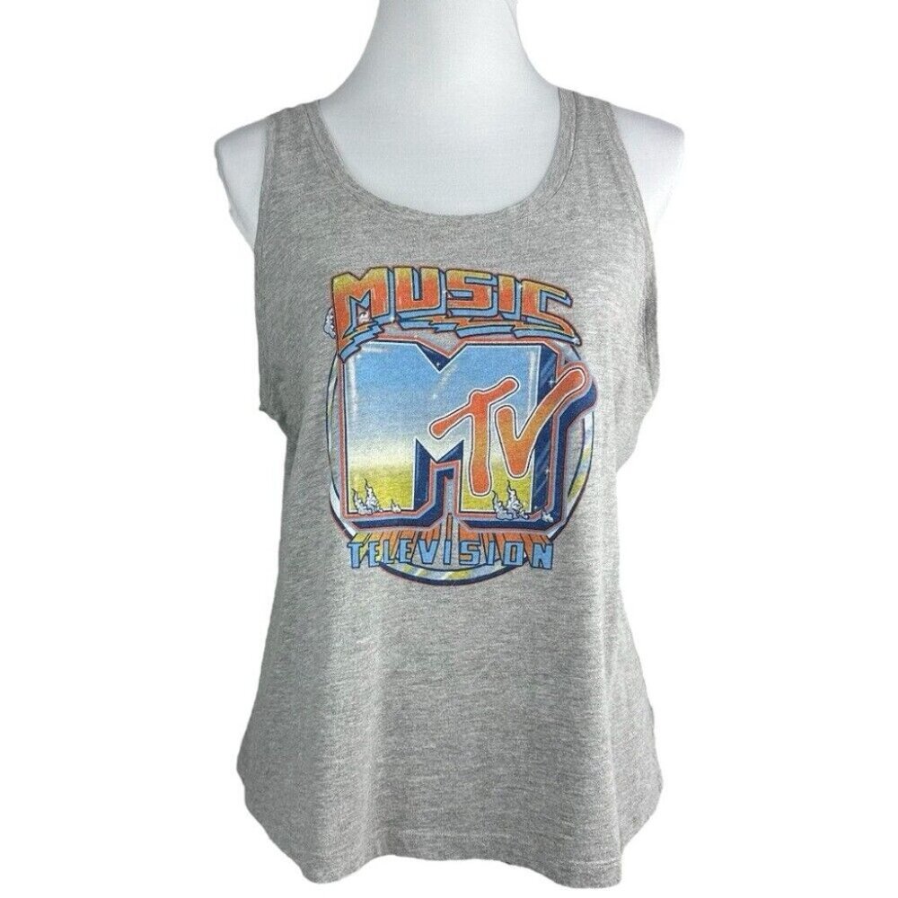 MTV Music Television Women's Gray Scoop Neck Classic Muscle Tank Top 2XL/C40